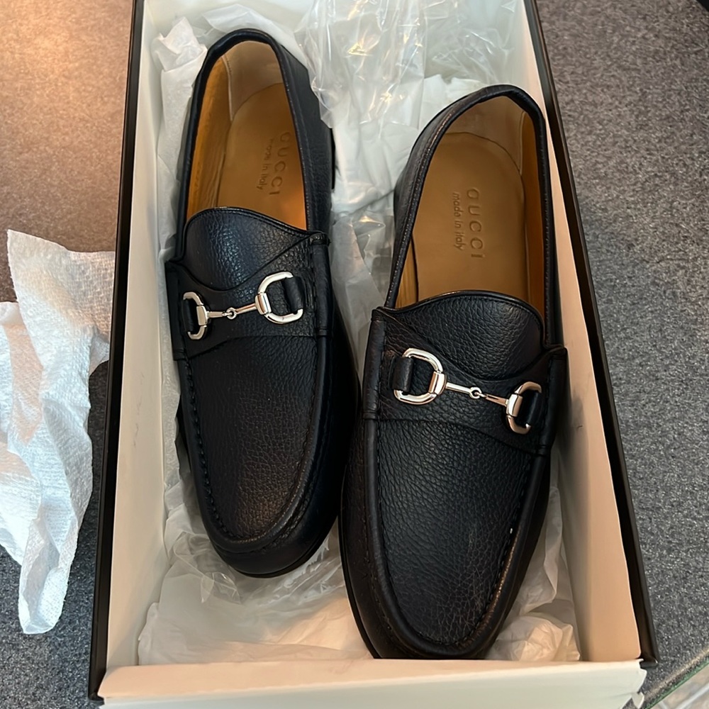 Gucci navy blue loafers